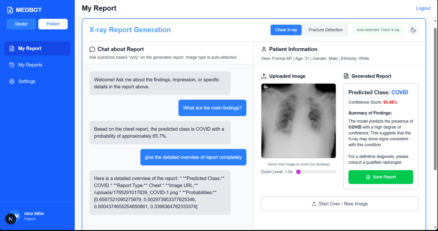 Screenshot of MEDBOT — AI Medical Diagnosis System